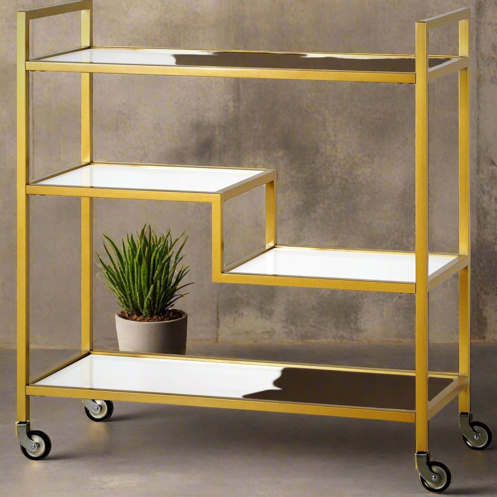 Tevny Bar Cart Gold