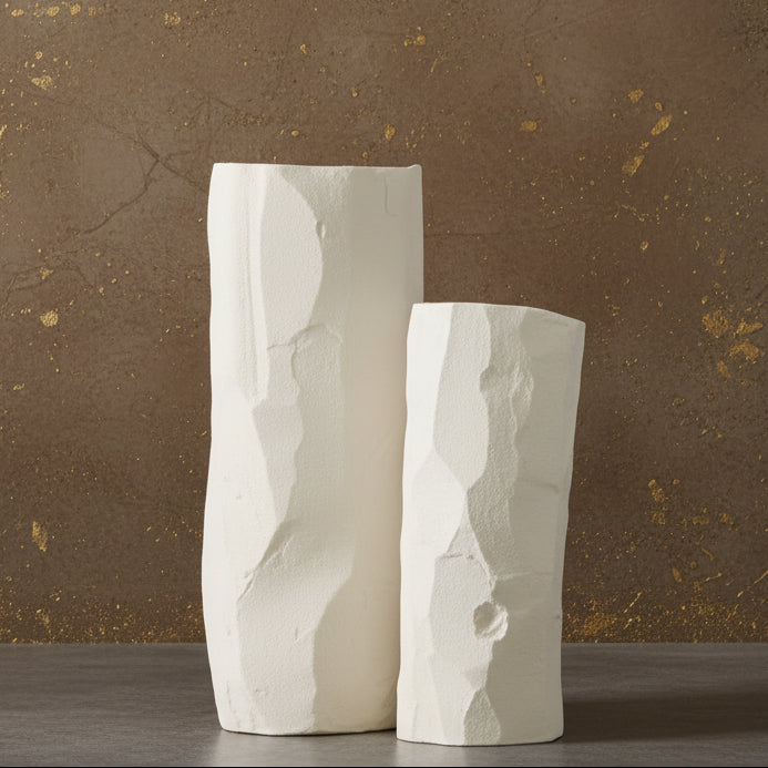 Large White Bag Ceramic Vase