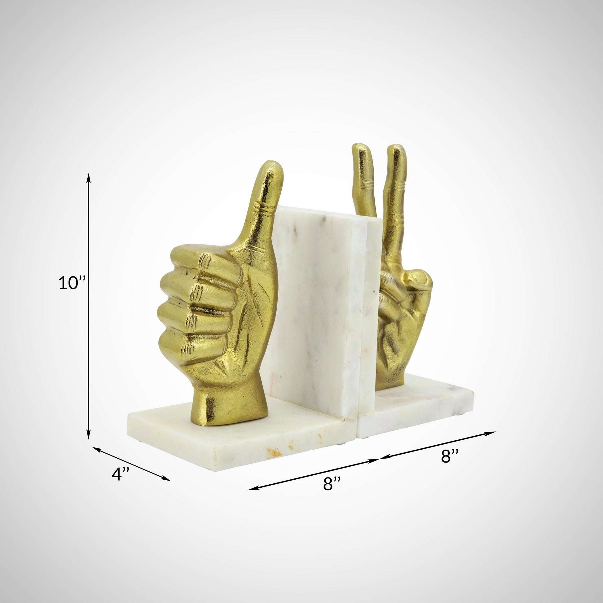 S/2 Hand Sign Bookends, Gold