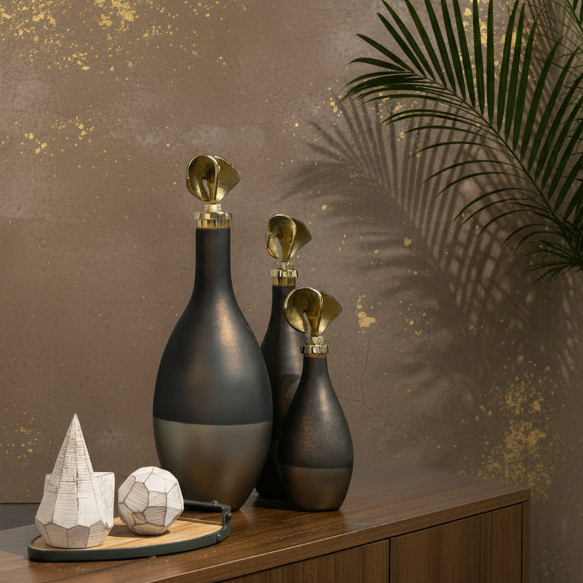 Glass Vase Bottles Set of Three