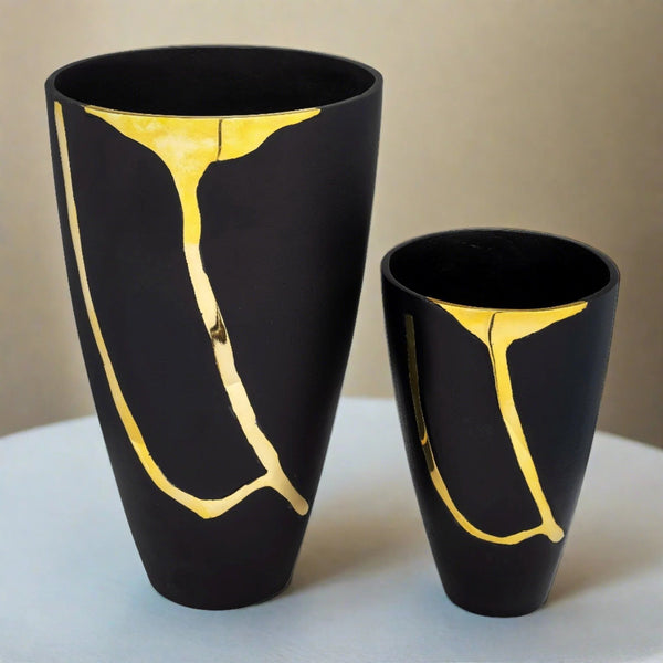 Metal Cracked Design Vase Set/2