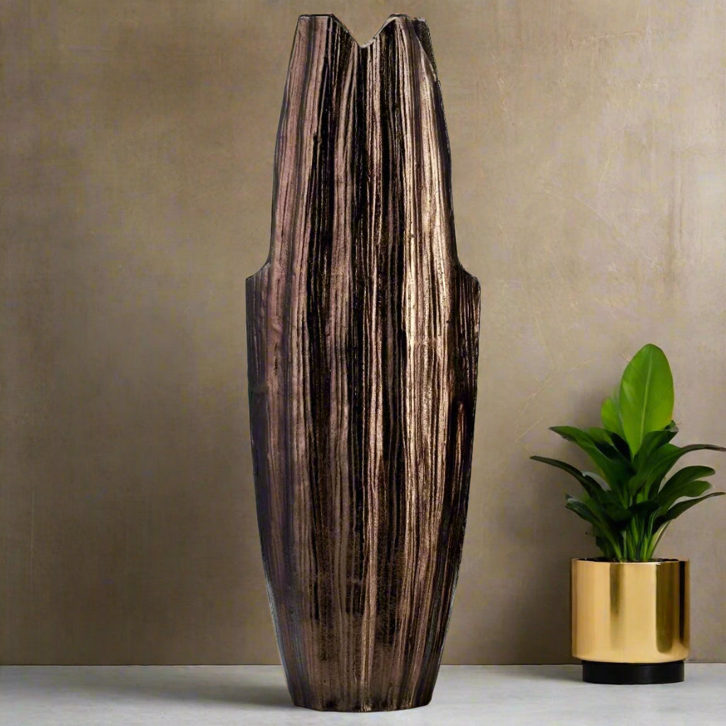 Metal Abstract Ridged Vase 24"