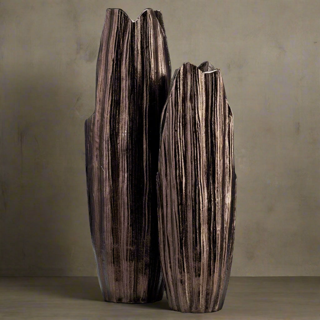 Metal Abstract Ridged Vase 24"