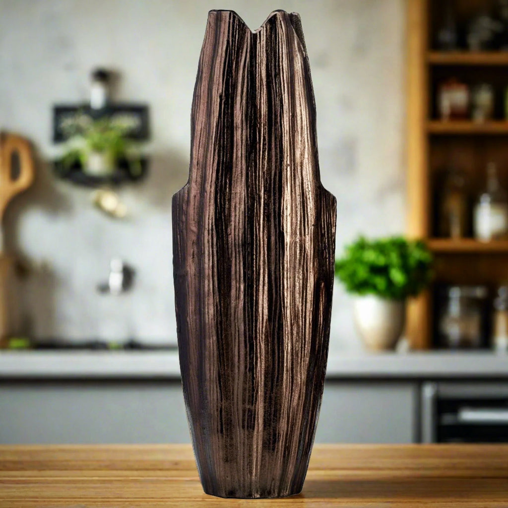 Metal Abstract Ridged Vase 24