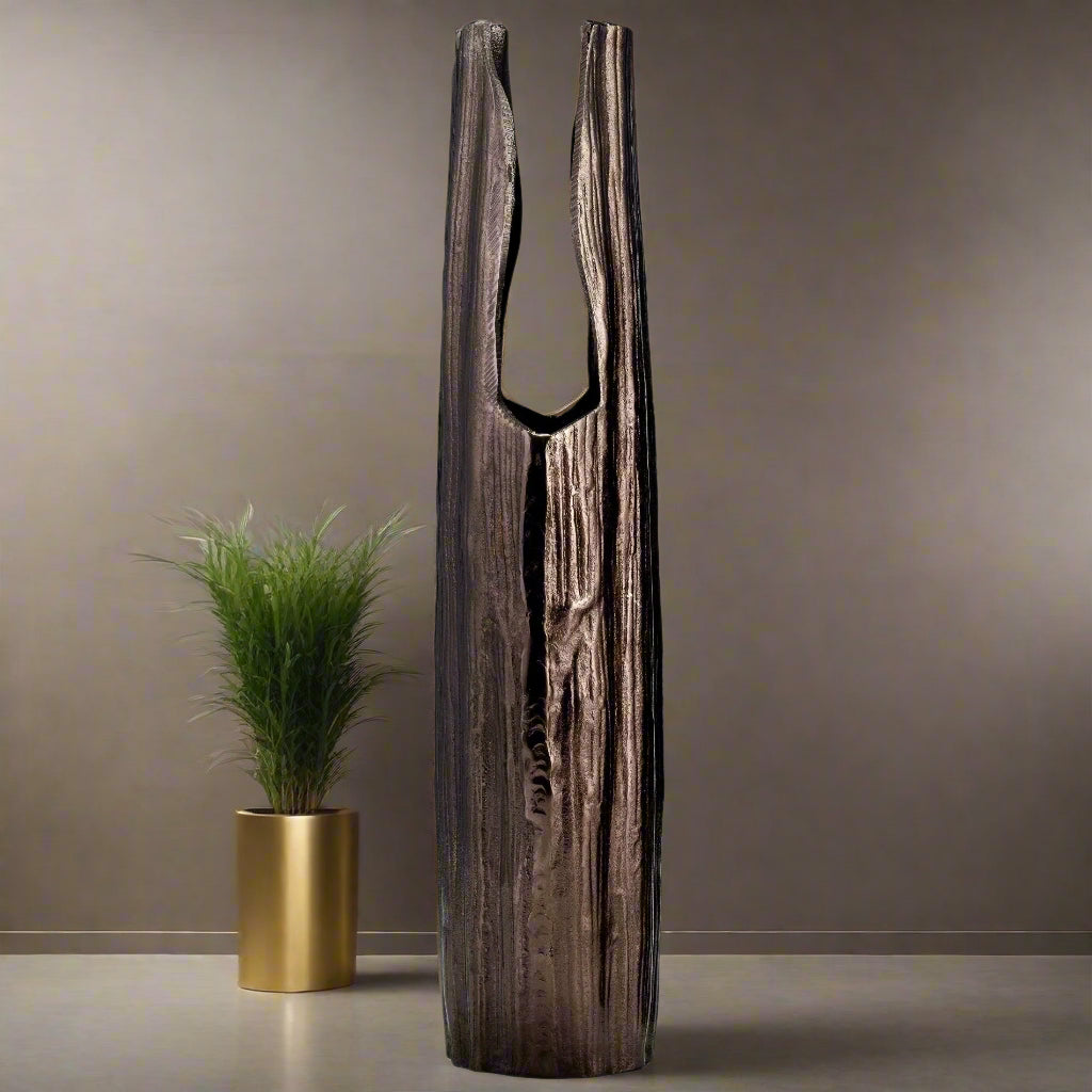 Metal Abstract Ridged Vase 24"
