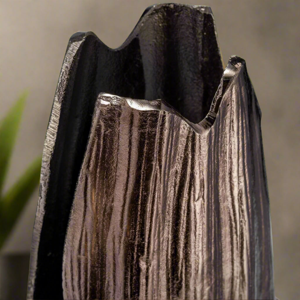 Metal Abstract Ridged Vase 24"