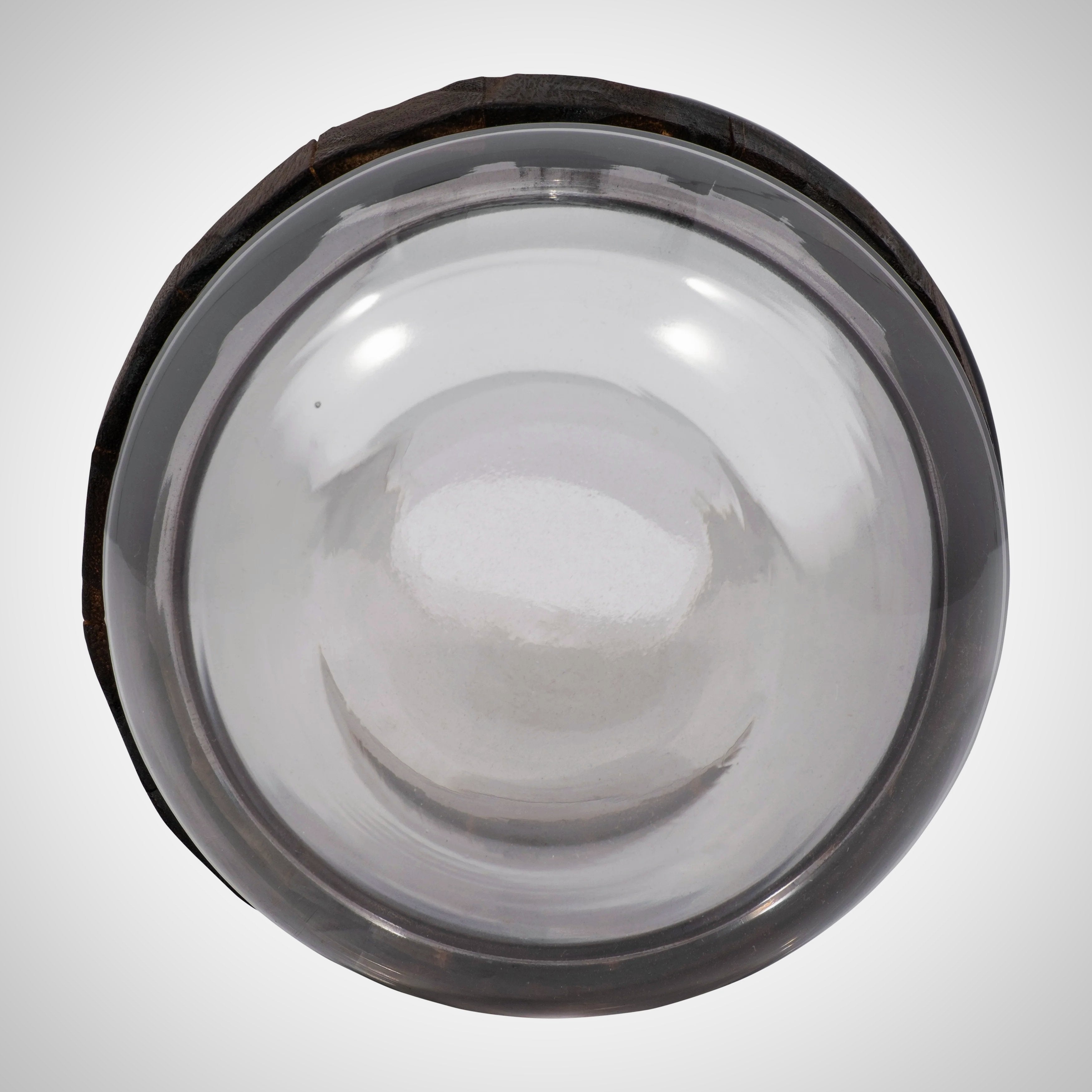 Glass, 10" Belly Vase W/ Wood Band, Clear