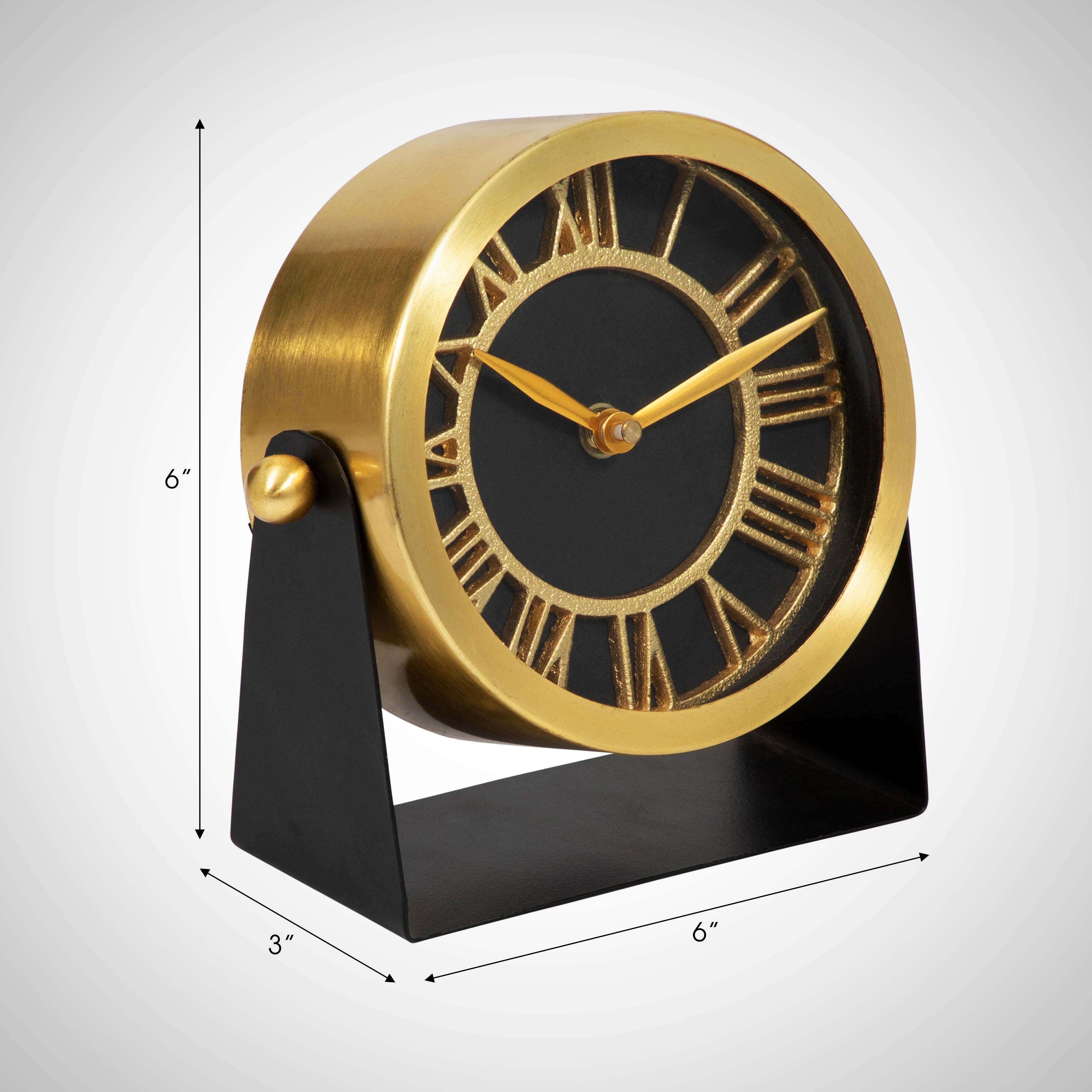 Reloj de mesa de metal dorado