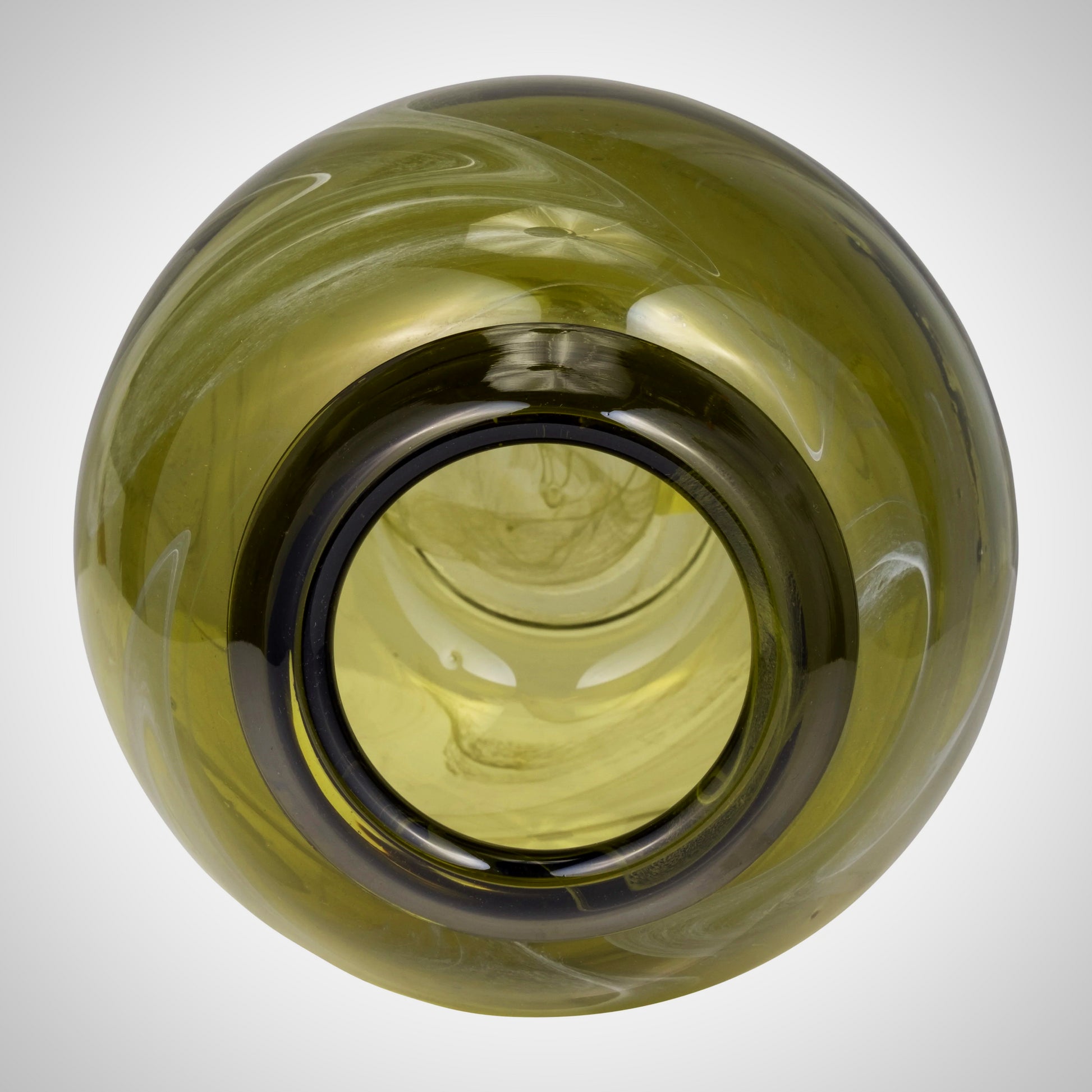 Glass, 7&quot; Bowl Green Swirl