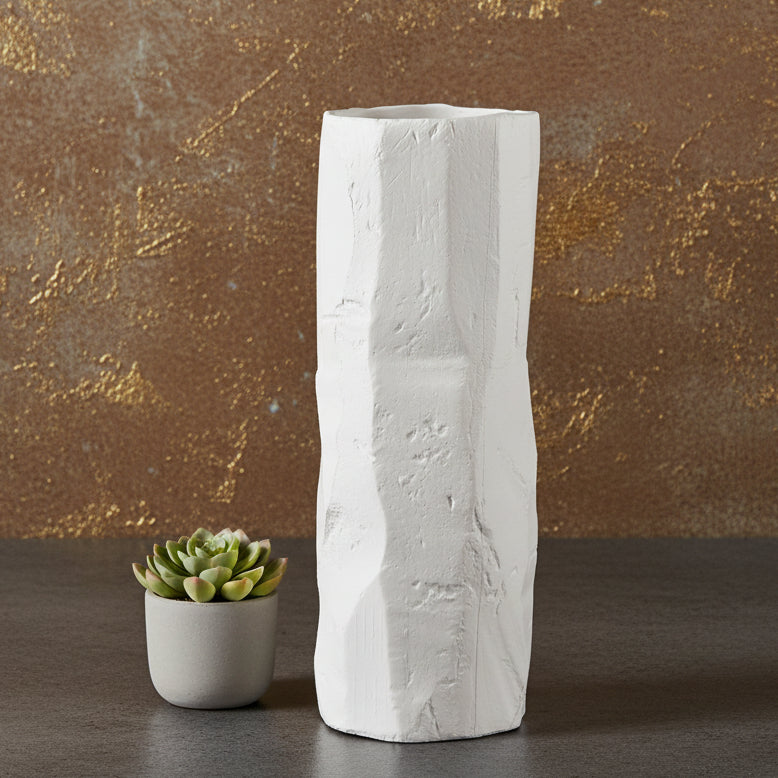 Large White Bag Ceramic Vase