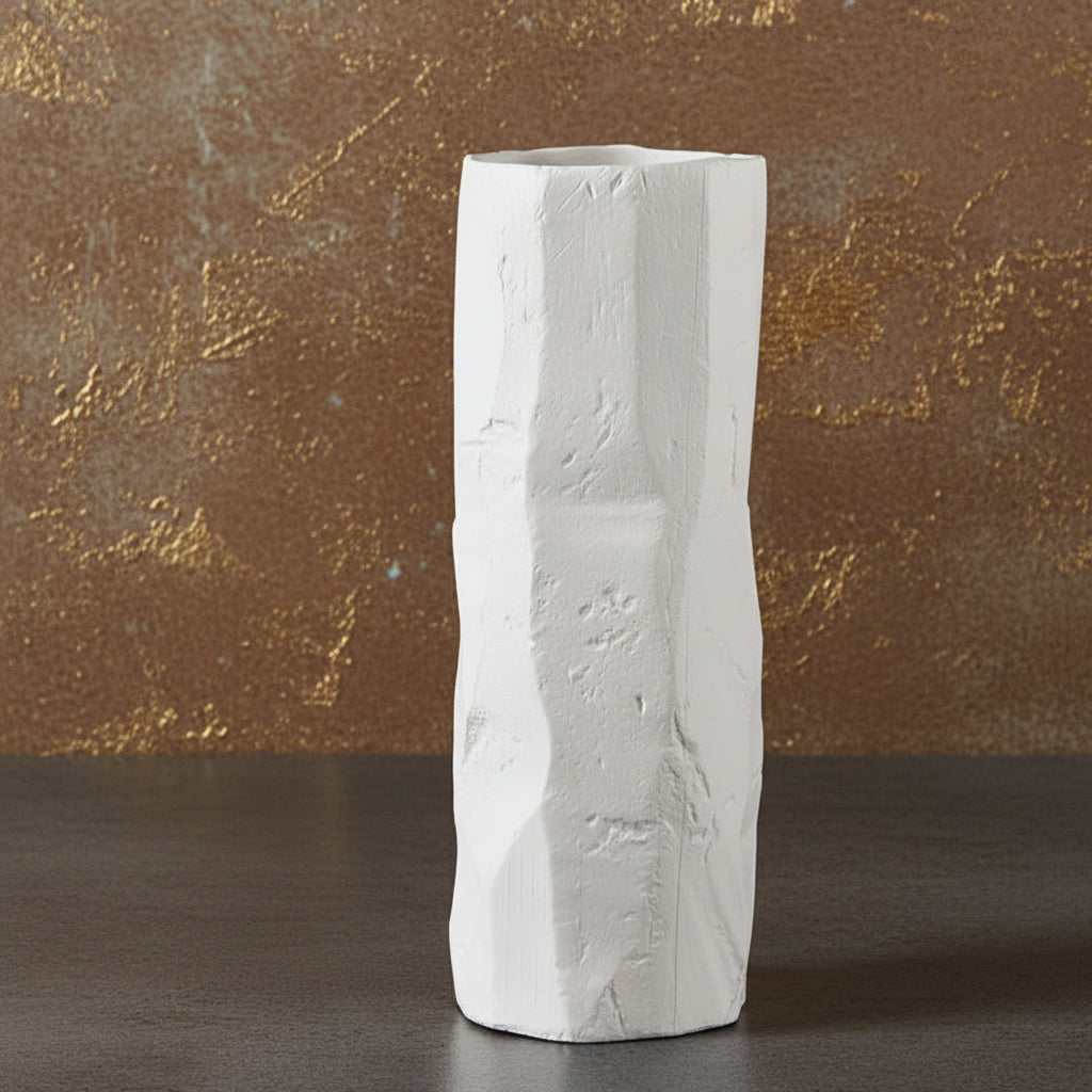 Large White Bag Ceramic Vase