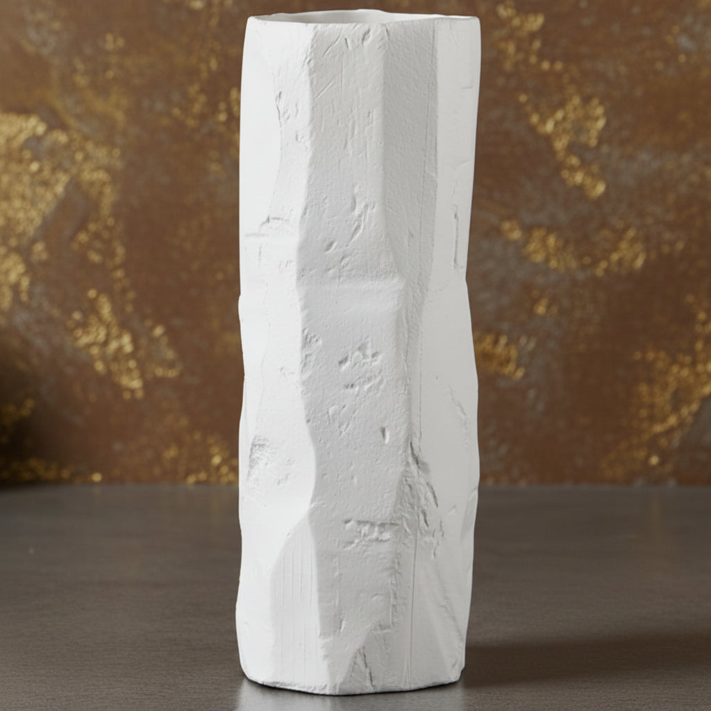 Large White Bag Ceramic Vase
