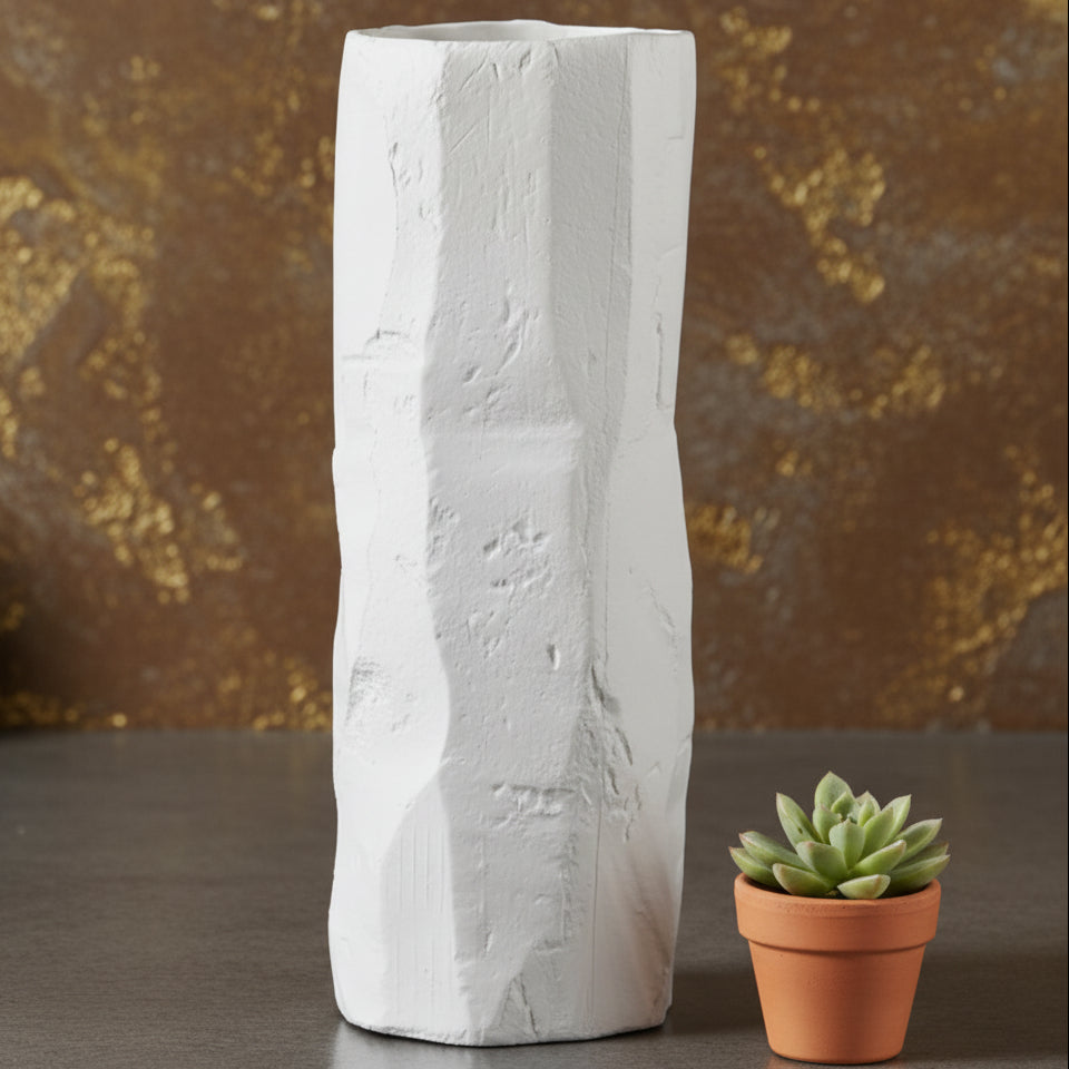 Large White Bag Ceramic Vase