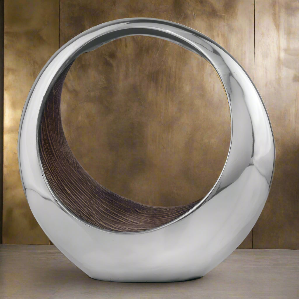 Silver and Brown Buffed Aluminum 16' Tabletop Sculpture