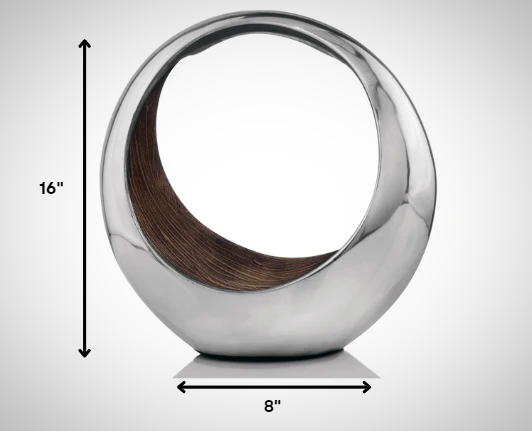 Silver and Brown Buffed Aluminum 16' Tabletop Sculpture