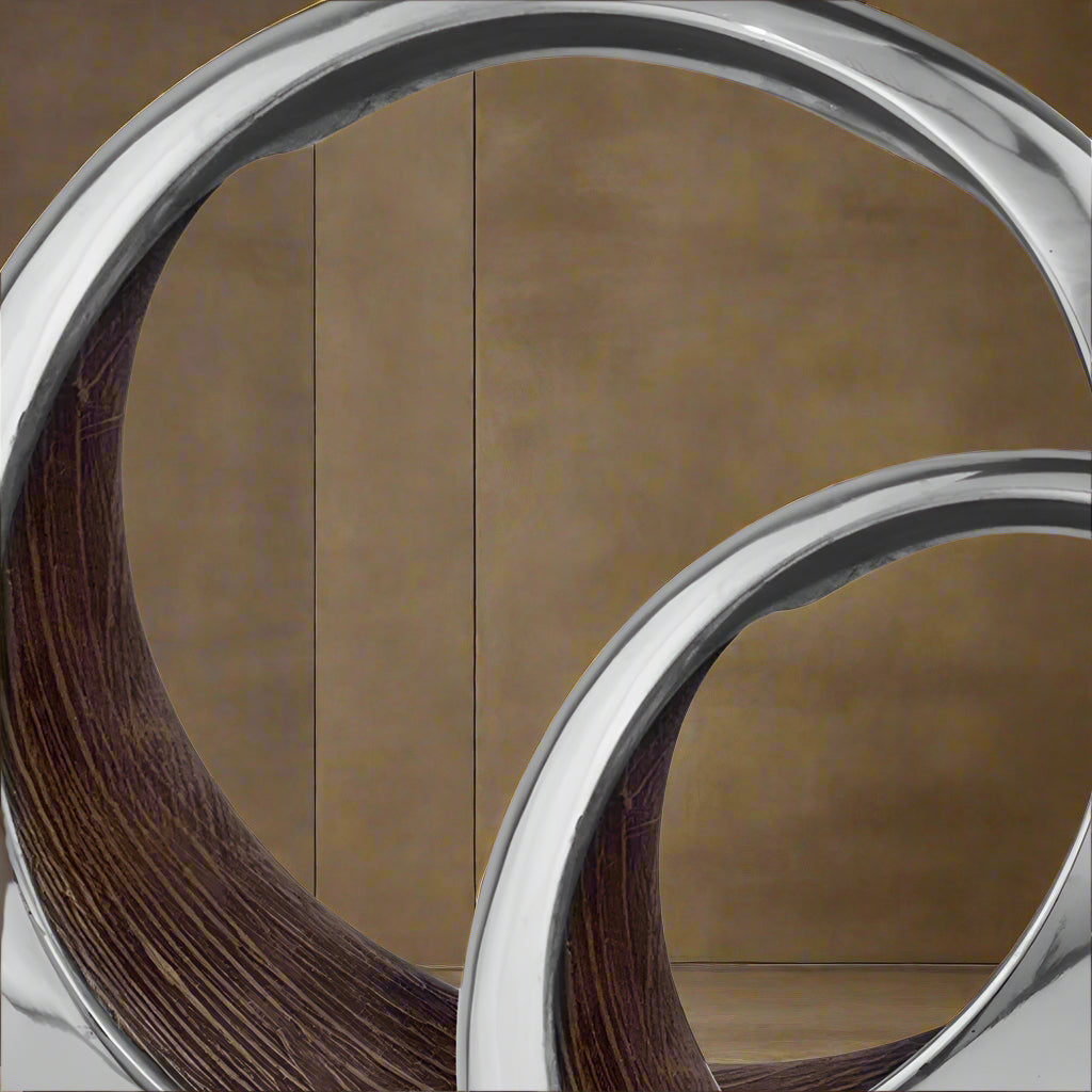 Silver and Brown Buffed Aluminum 16' Tabletop Sculpture