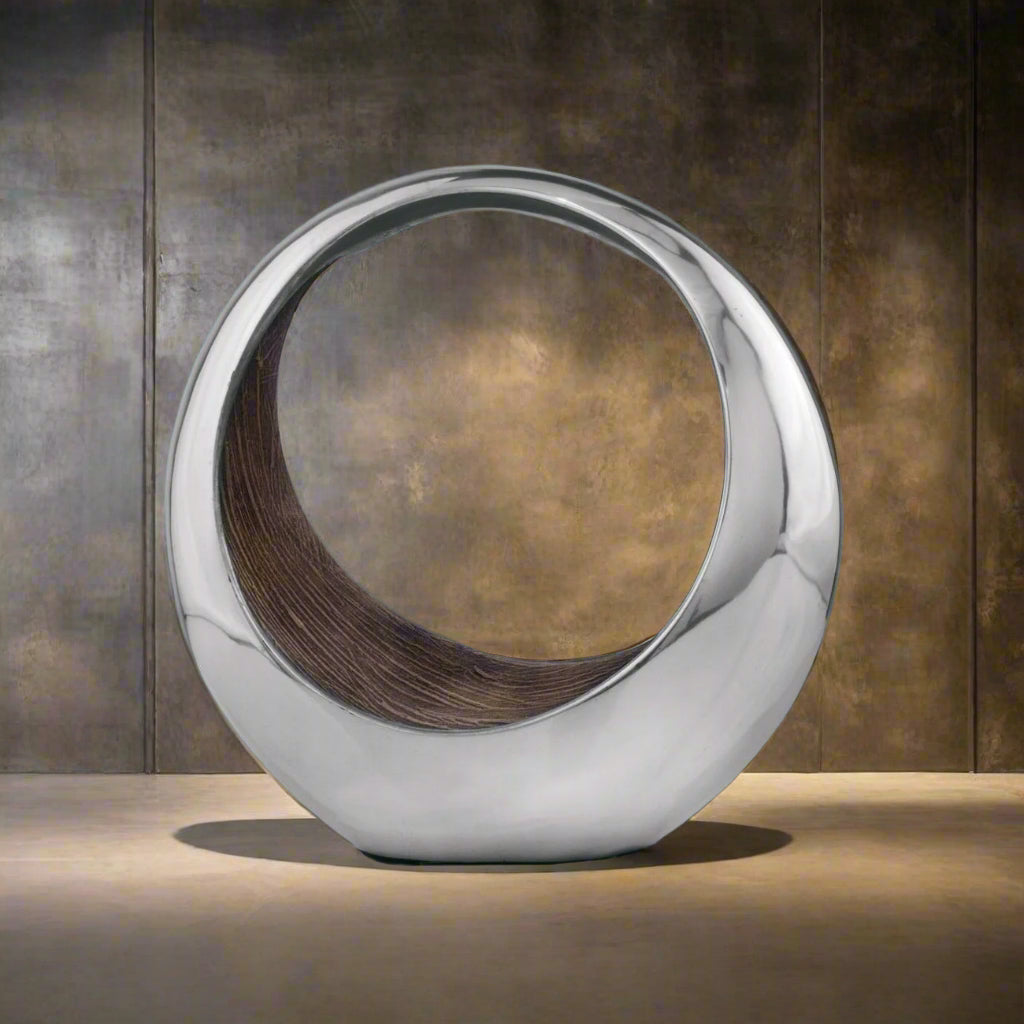 Silver and Brown Buffed Aluminum 16' Tabletop Sculpture