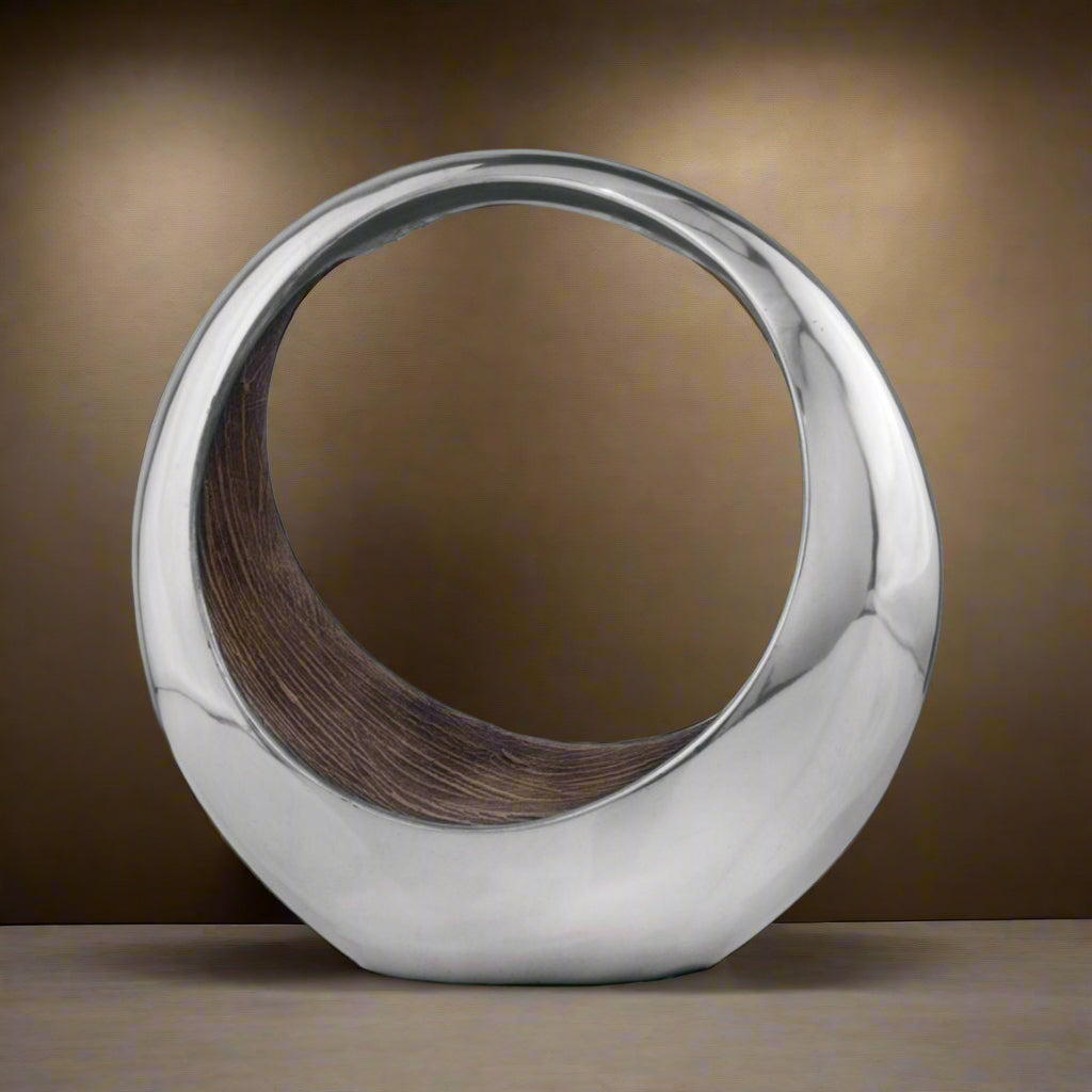 Silver and Brown Buffed Aluminum 16' Tabletop Sculpture