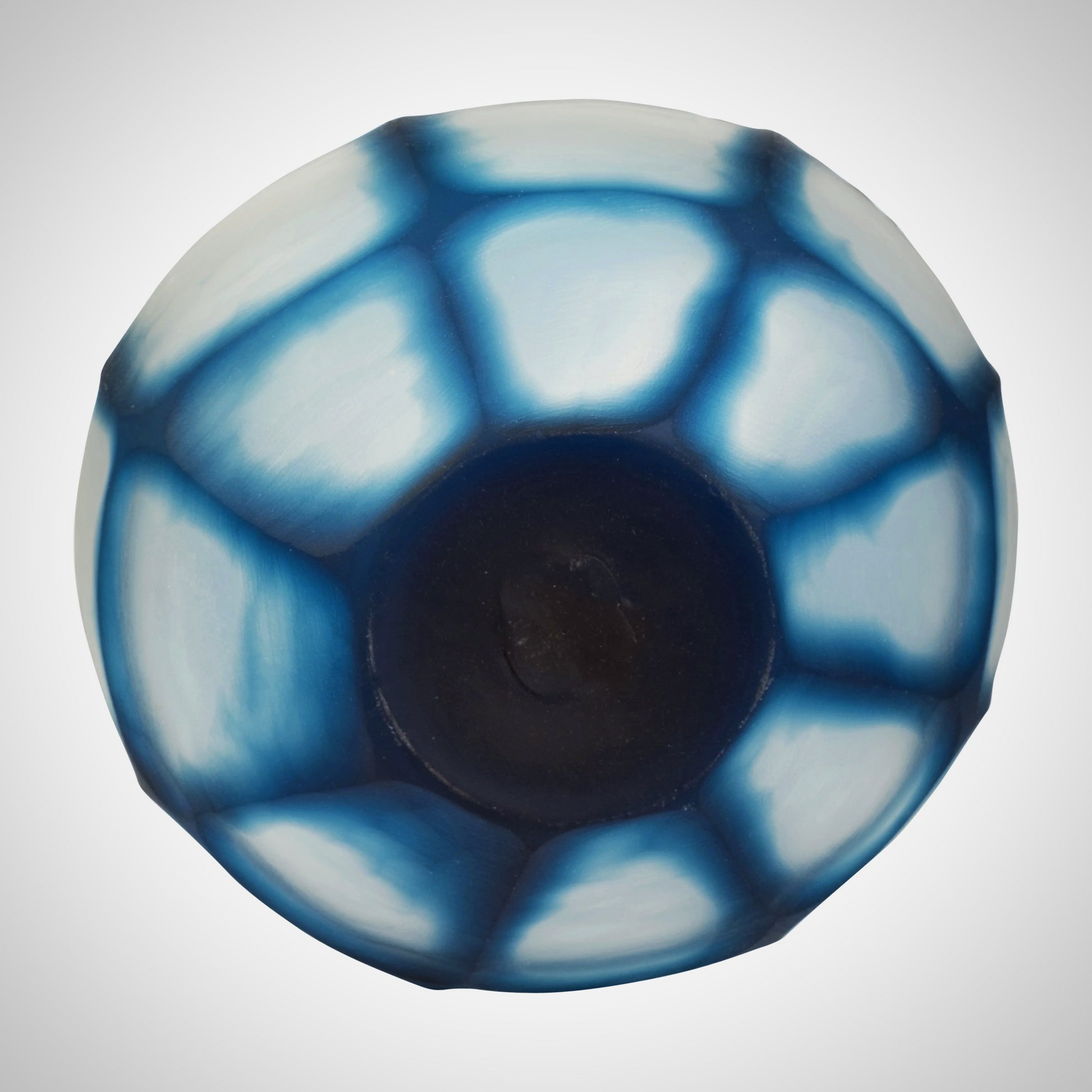 Glass, 9&quot; Carved Bowl Blue