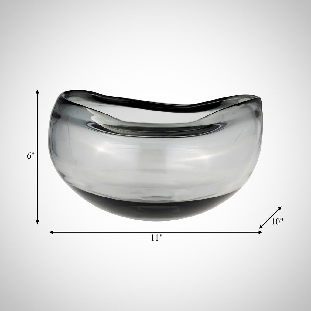 Glass, 10"d Irregular Shape Bowl, Smoke