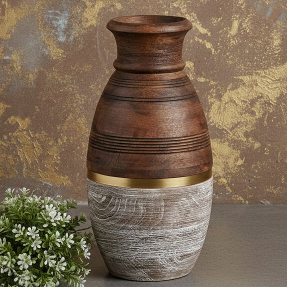 Large Two-Toned Mango Wood Vase