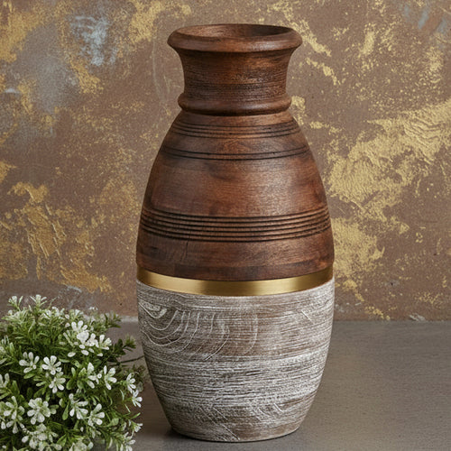 Large Two-Toned Mango Wood Vase