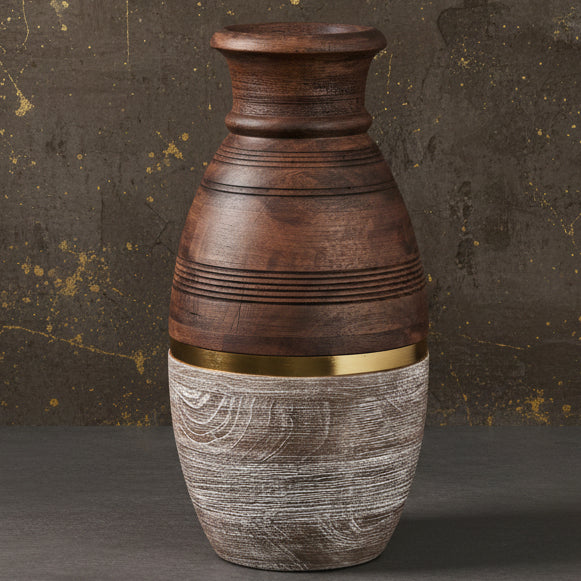 Large Two-Toned Mango Wood Vase
