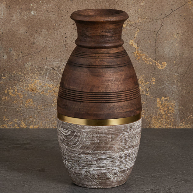 Large Two-Toned Mango Wood Vase