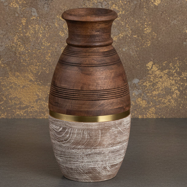 Large Two-Toned Mango Wood Vase