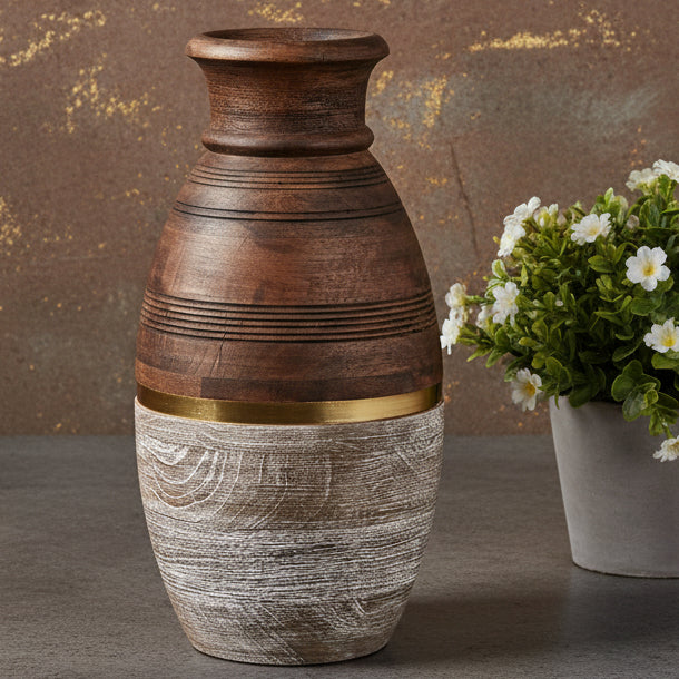 Large Two-Toned Mango Wood Vase