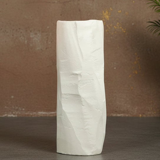 Large White Bag Ceramic Vase