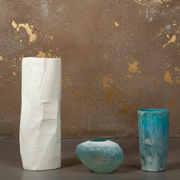 Large White Bag Ceramic Vase