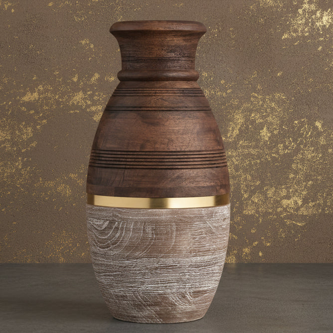 Large Two-Toned Mango Wood Vase