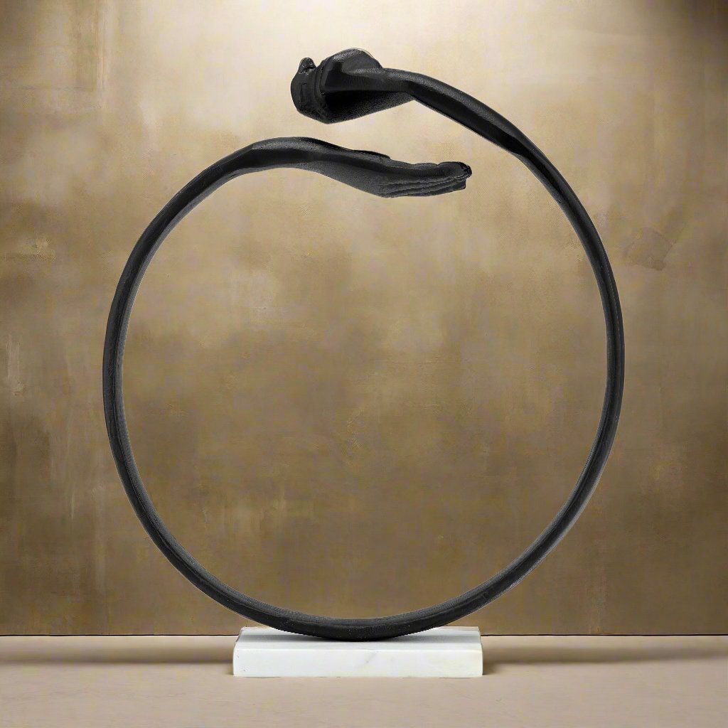 Metal,15&quot; Hand Ring On Base Sculpt ,black/white