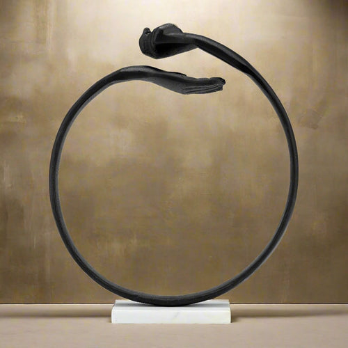 Metal,15" Hand Ring On Base Sculpt ,black/white
