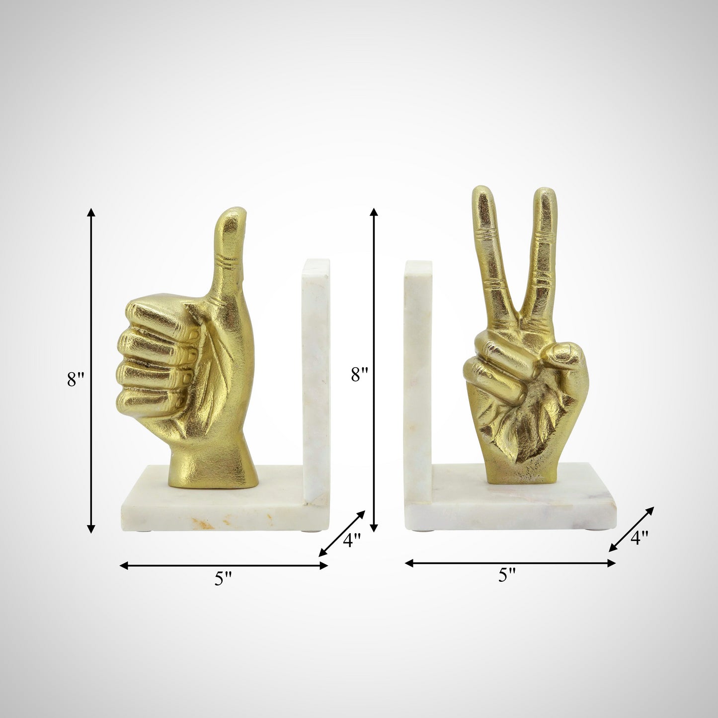 S/2 Hand Sign Bookends, Gold