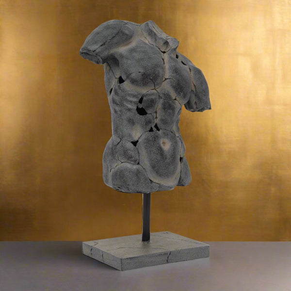 Cracked Torso Sculpture, Grey