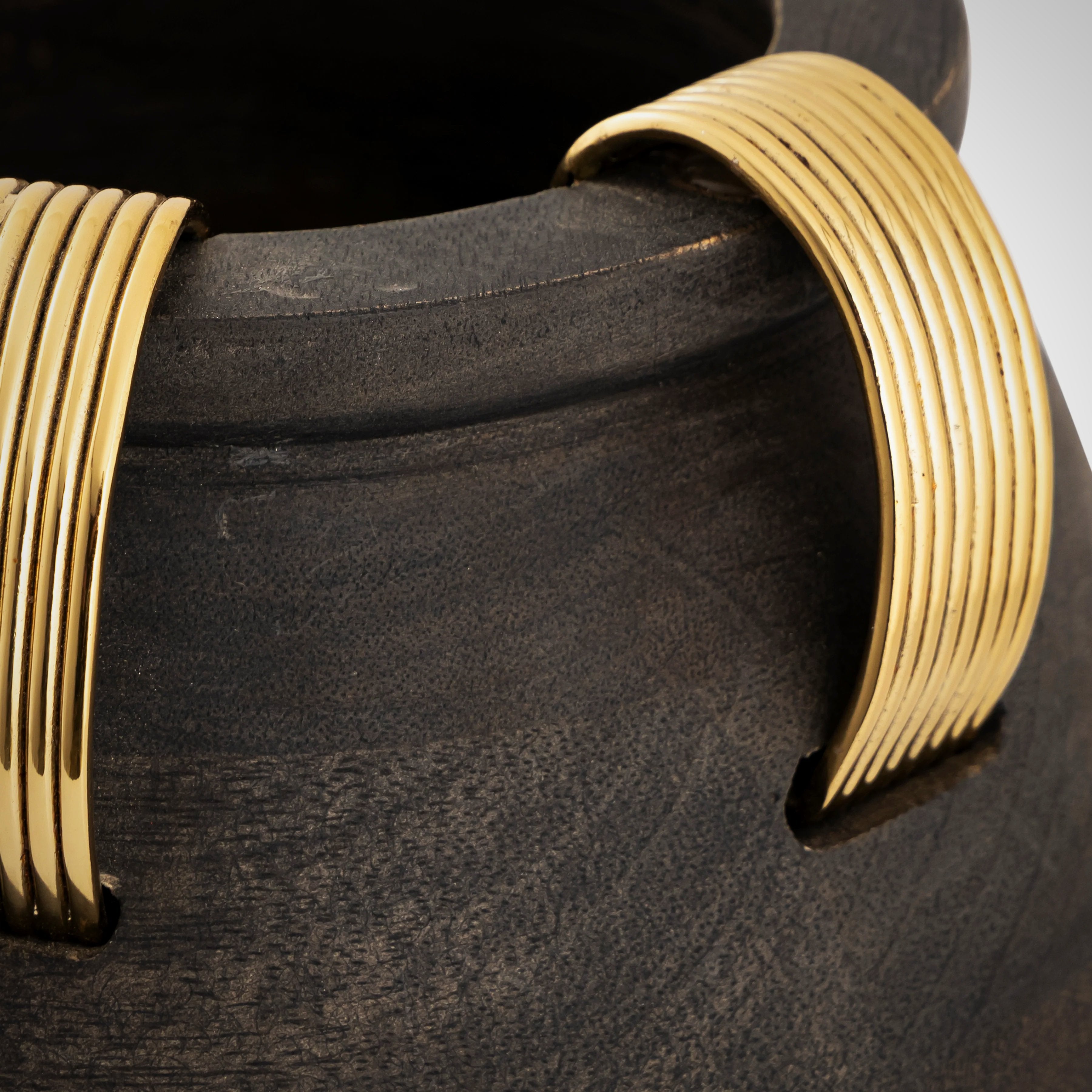 Large Metal And Wood Vase