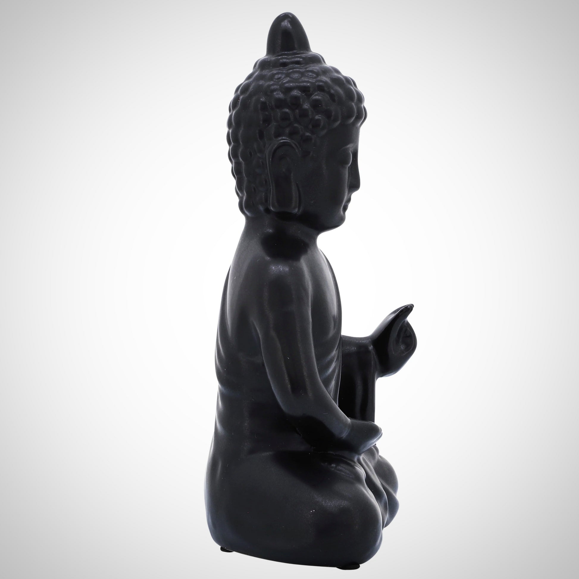 10&quot;, Black Ceramic Seated Buddha