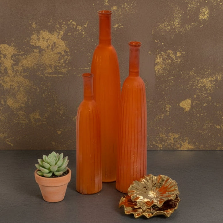 Glass Vase Bottle Set of Three
