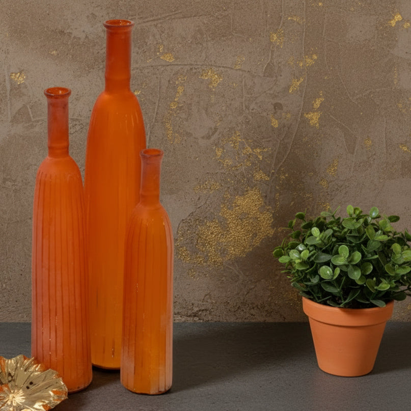 Glass Vase Bottle Set of Three