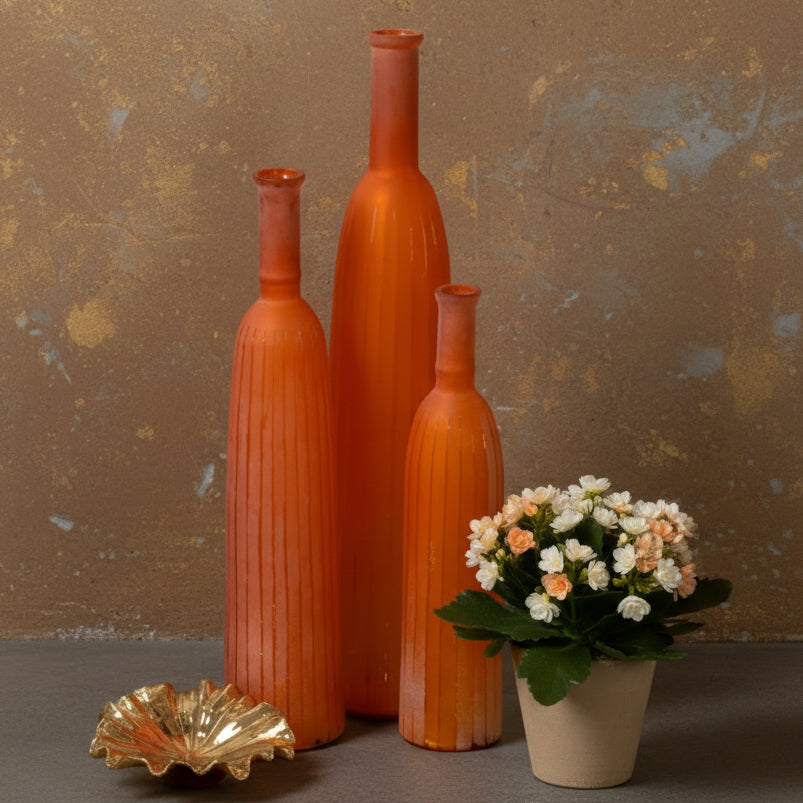 Glass Vase Bottle Set of Three
