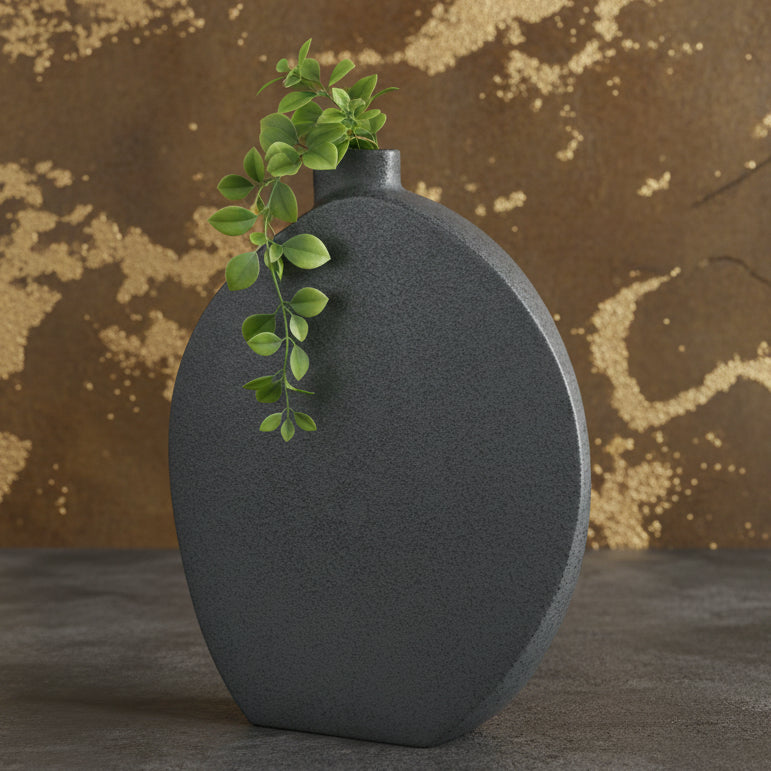Large Vase Black Earthenware