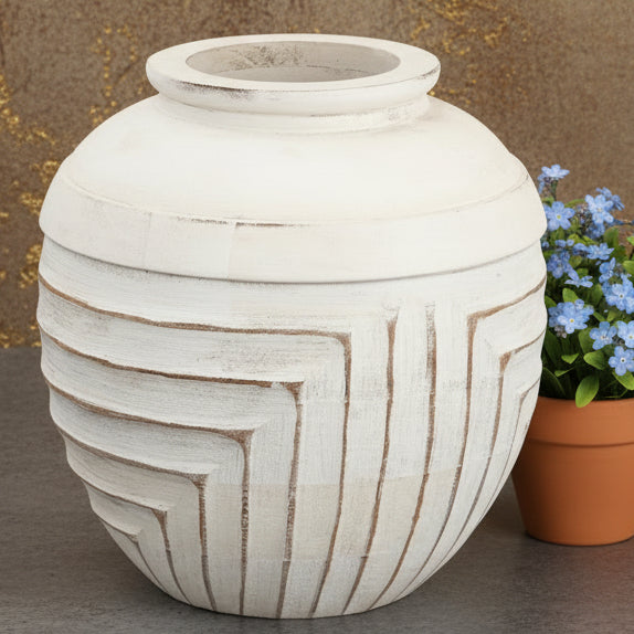 White Mango Wood Vase