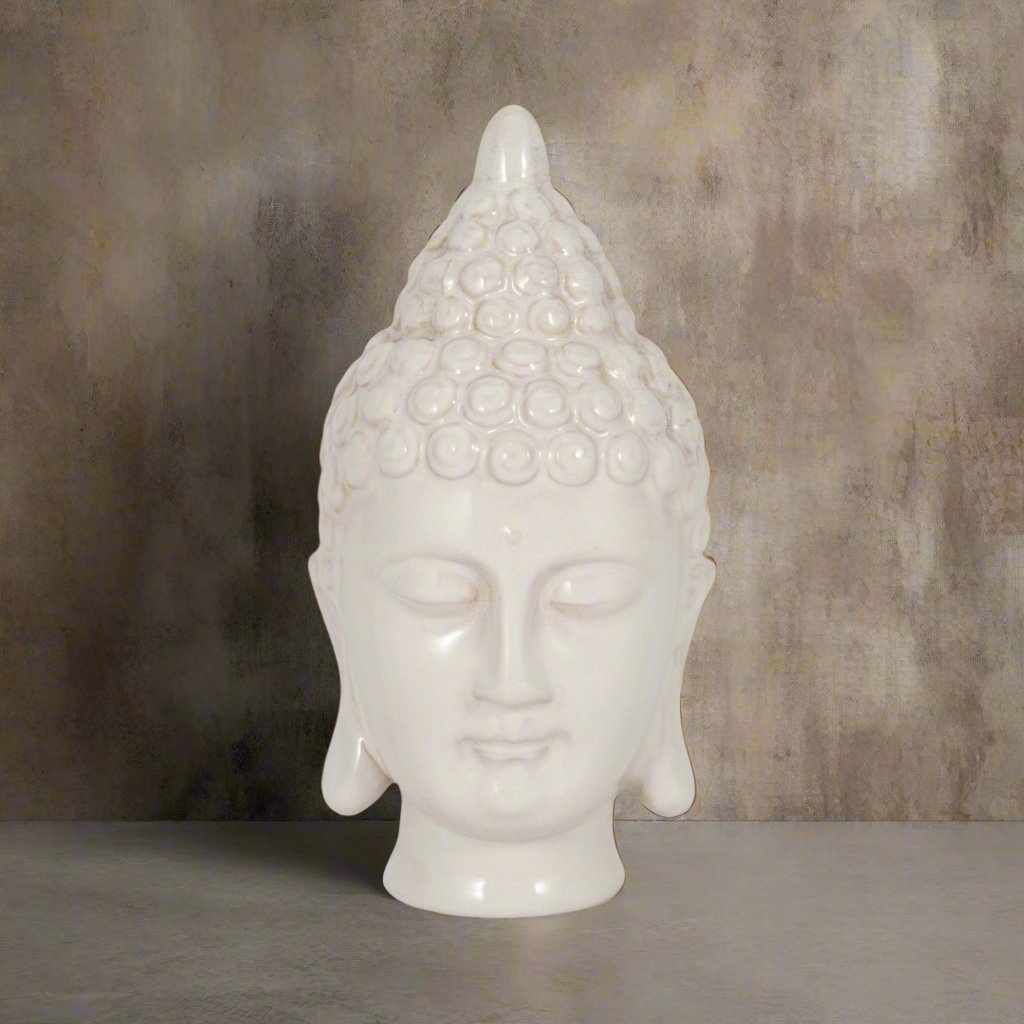 White Ceramic Buddha Head