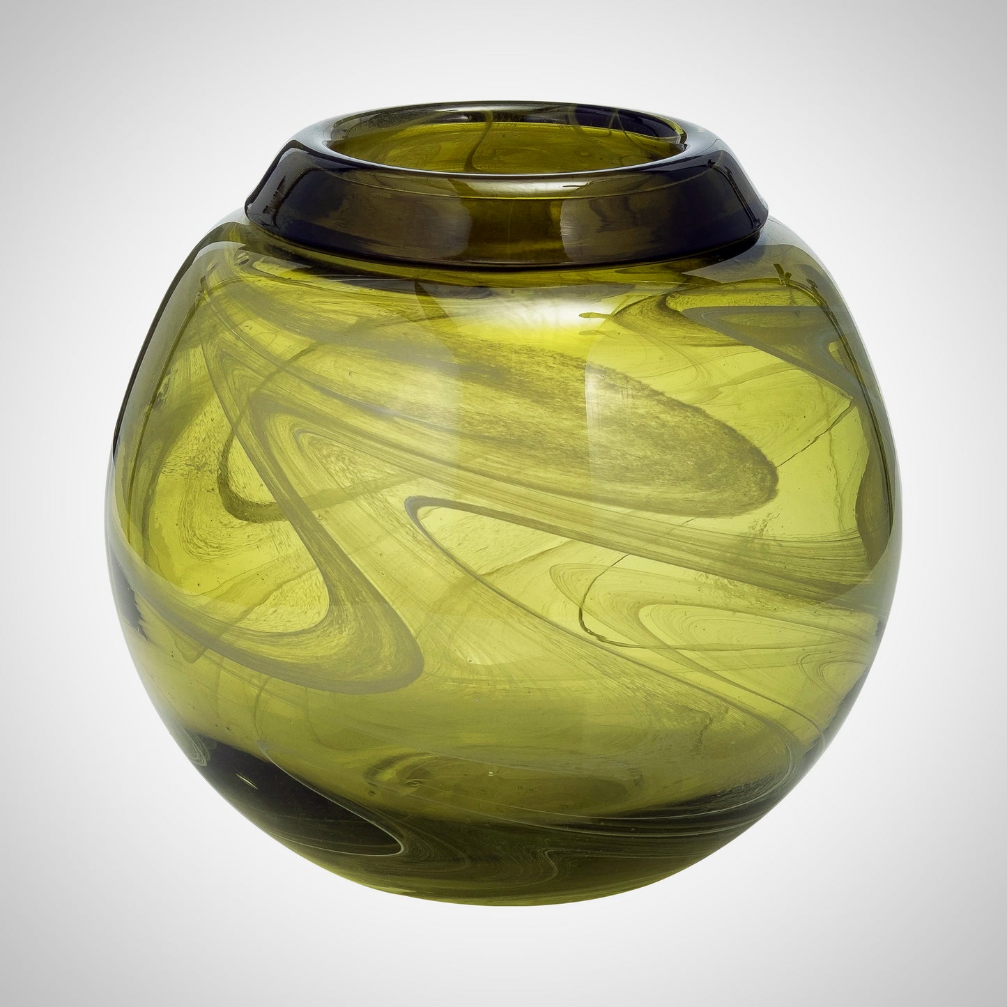 Glass, 7&quot; Bowl Green Swirl