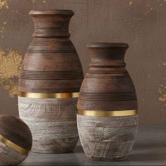 Large Two-Toned Mango Wood Vase