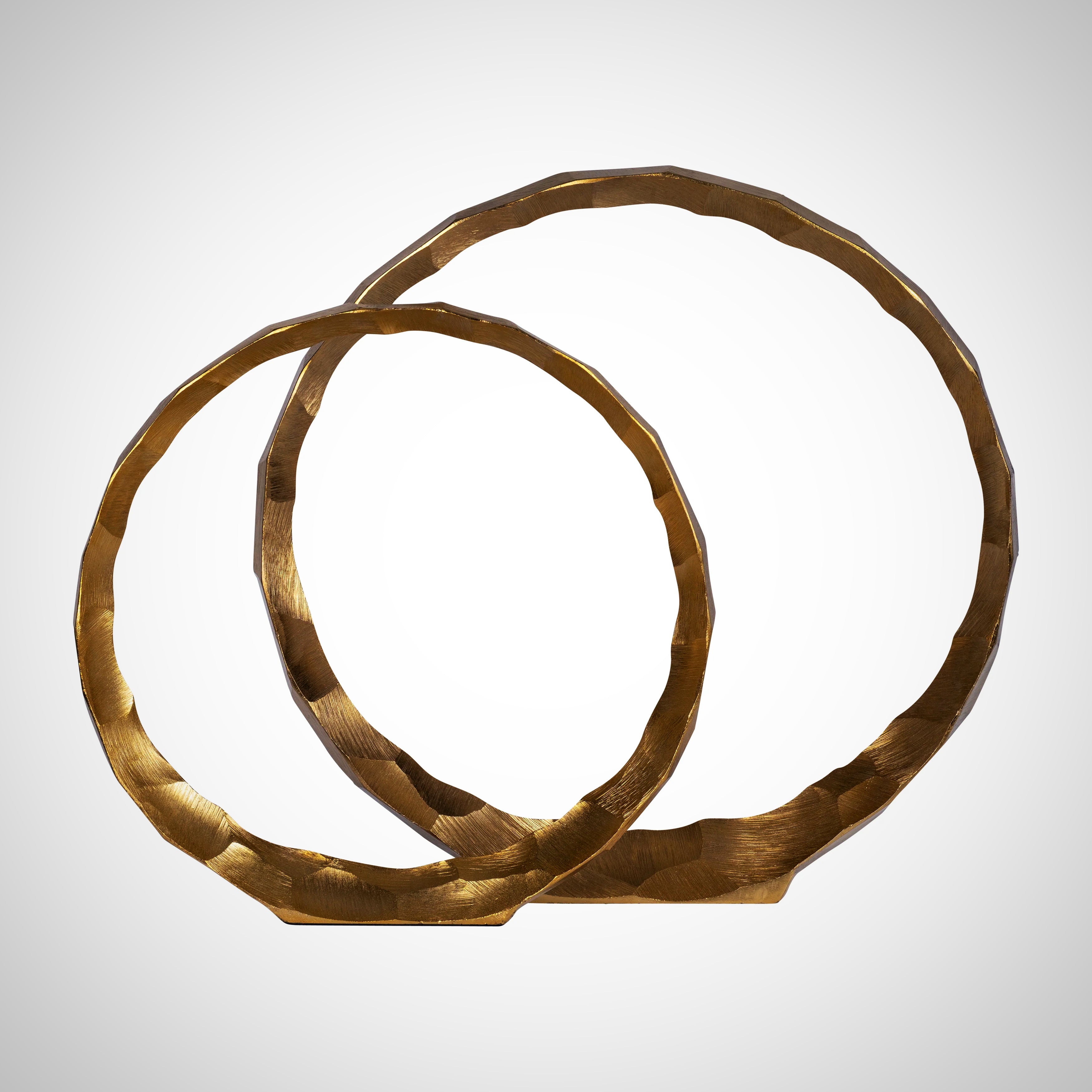 Metal, S/2, 14/16&quot; Hammered Decorative Rings, Gold