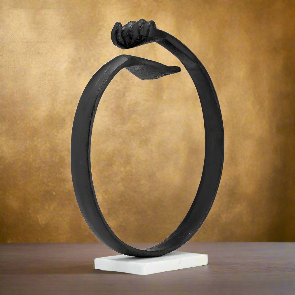 Metal,15&quot; Hand Ring On Base Sculpt ,black/white