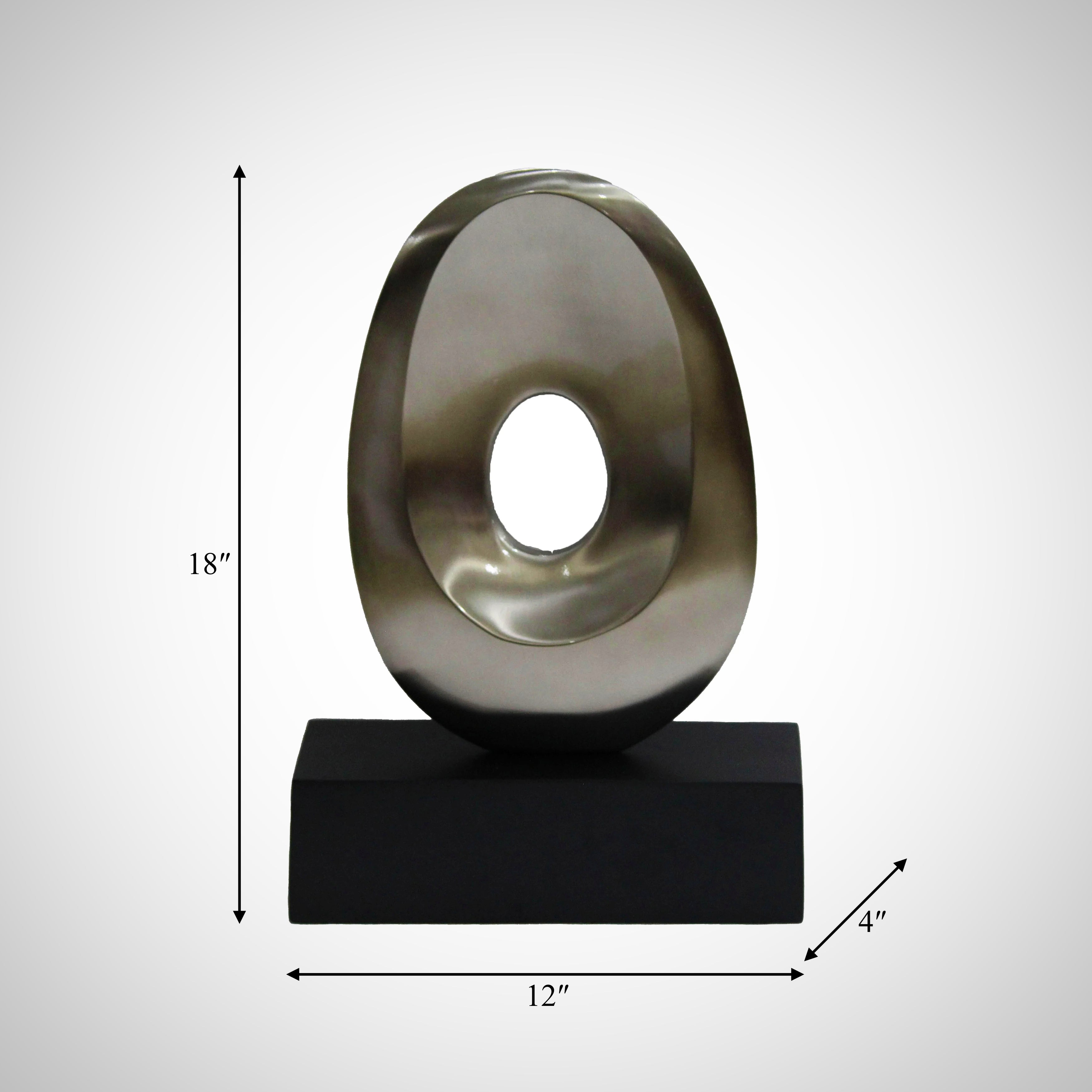 18&quot;, Metal Oval Sculpture,slvr/blk